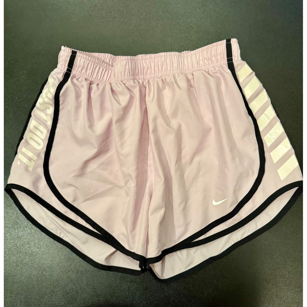 Nike Dri-FIT Running Shorts Womens Medium Pink Just Do It Graphic Athletic
